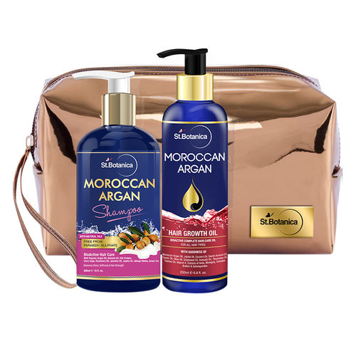  Moroccan Argan Combo Shampoo + Hair Growth Oil & Pouch (300ml +  200ml) - Cosmo Worlds