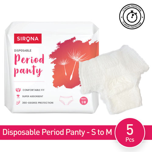 Sirona Disposable Period Panties for Women - Pack of 5 (S-M), 360 Degree  Protection Upto 12 Hours (5 Pcs) - Cosmo Worlds